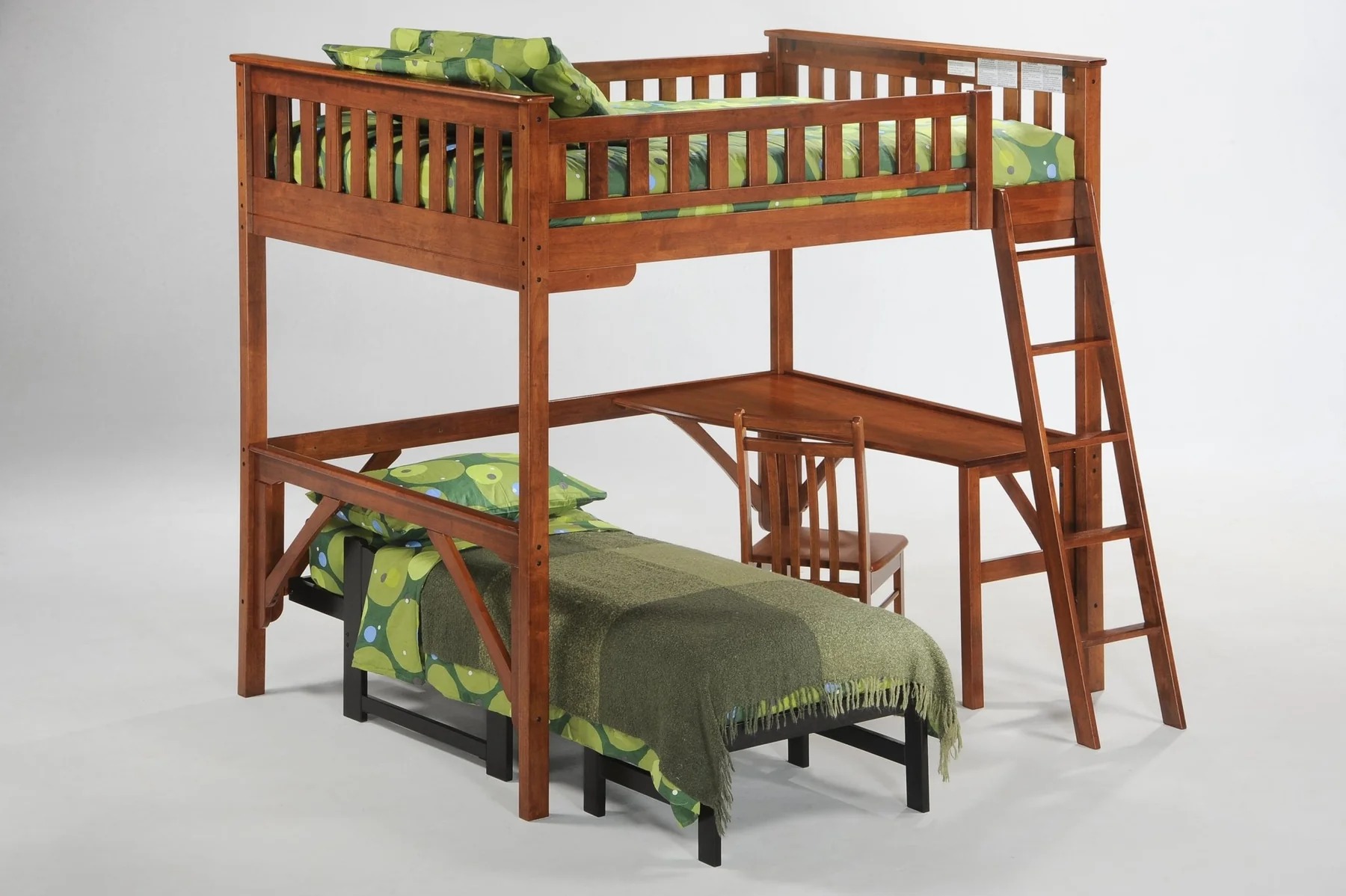 Ginger Wood Loft Bunk Bed, Twin Size