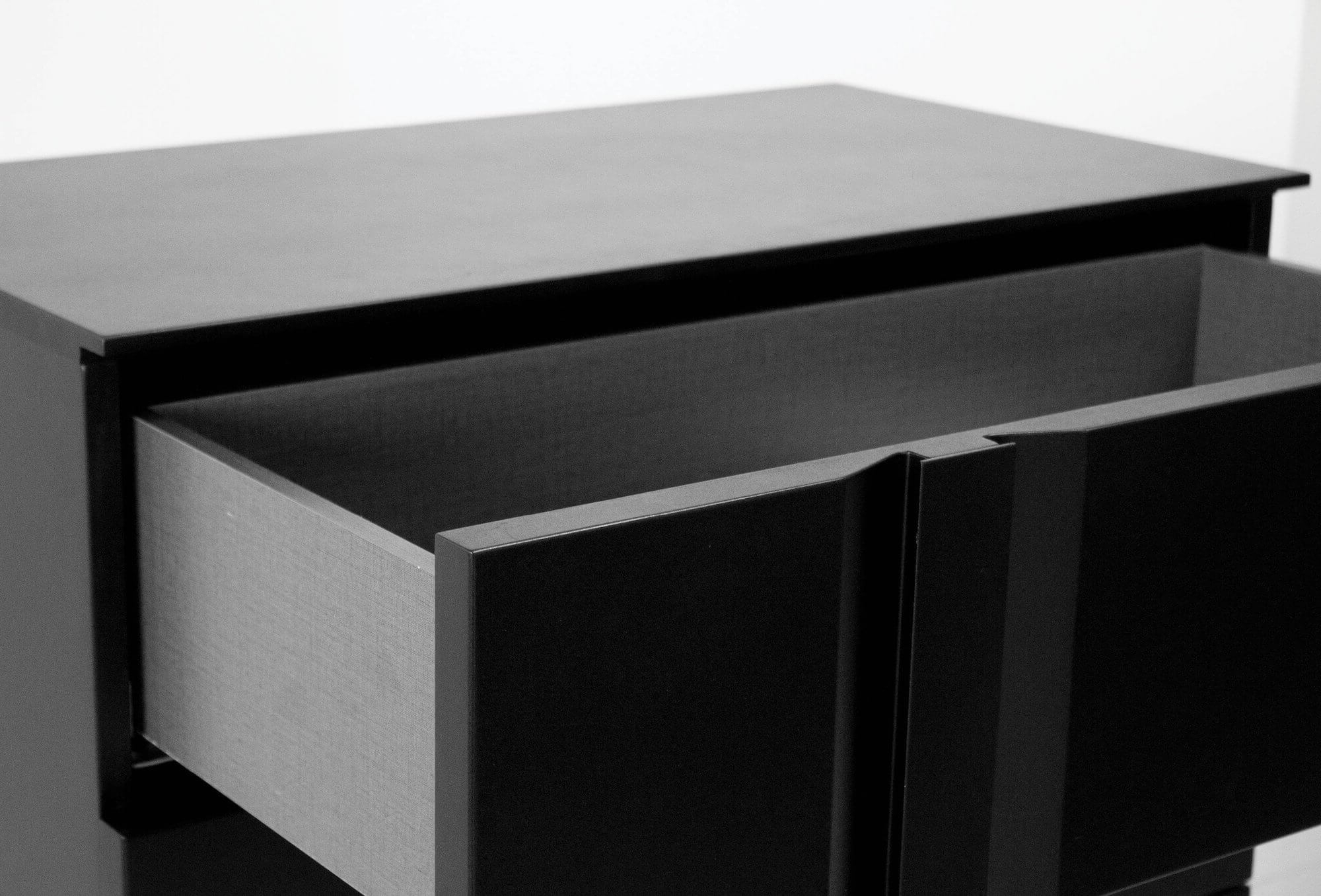 Carbon 2 Drawer Night Table, Left Side Facing