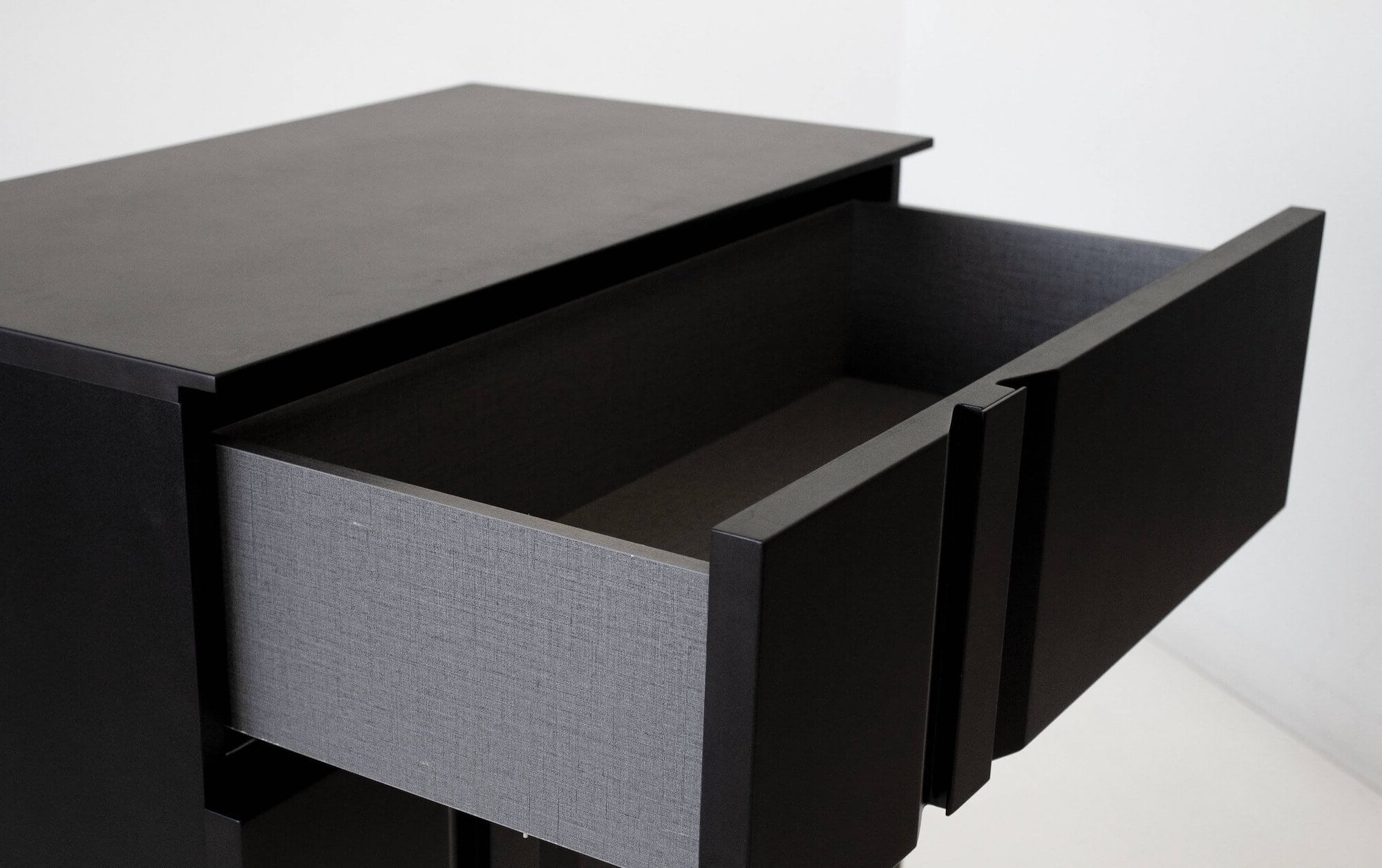 Carbon 2 Drawer Night Table, Left Side Facing