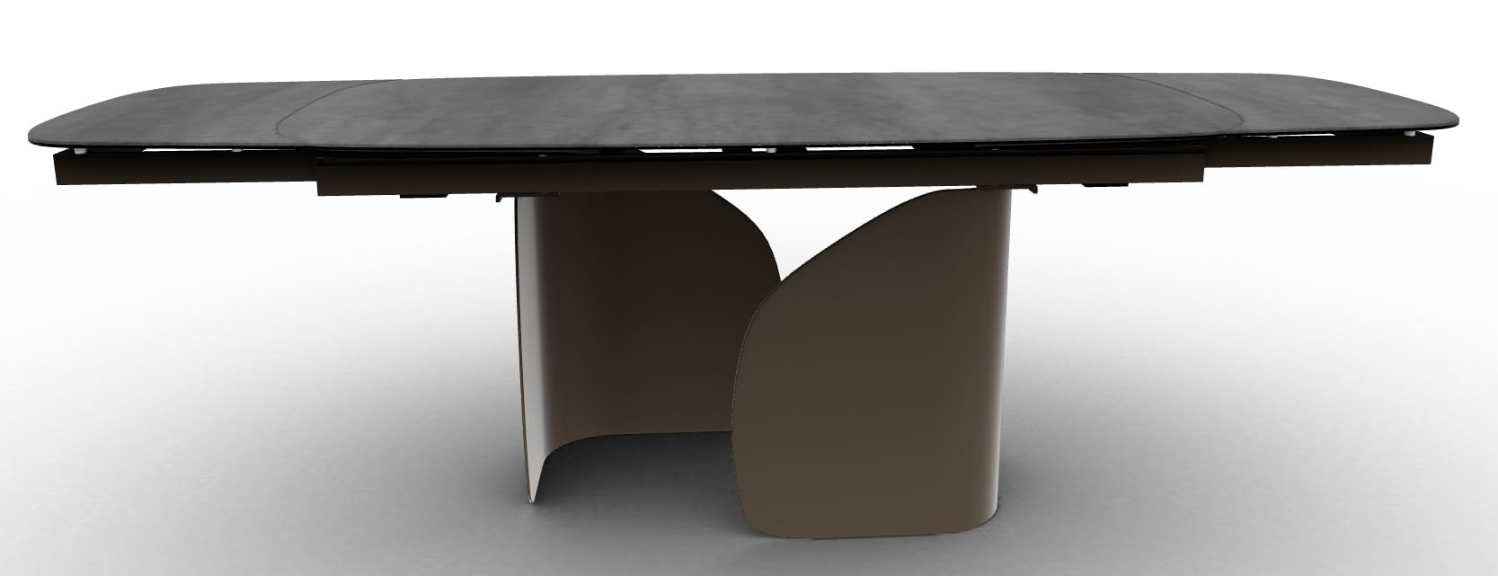 Twins W64.9"-79.9"-94.8" Ceramic/Metal Customizable Extendable Elliptical Dining Table