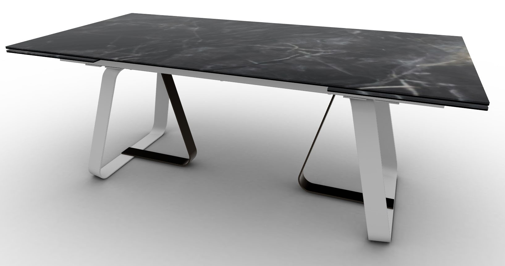 Sunshine W78.7-inch Ceramic/Metal Customizable Extendable Rectangular Dining Table
