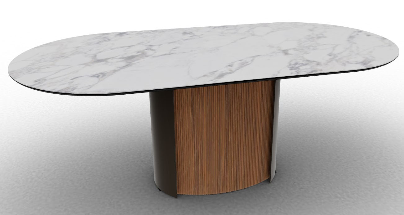 Yoroi W78.7-inch Ceramic/Metal/Wood Customizable Oval Dining Table