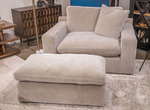 Maxton Heights 41" Square Oversized Ottoman - Pebble Gray Velvet