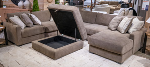 Camellia Court 42" Square Tufted Storage Ottoman - Coffee Brown