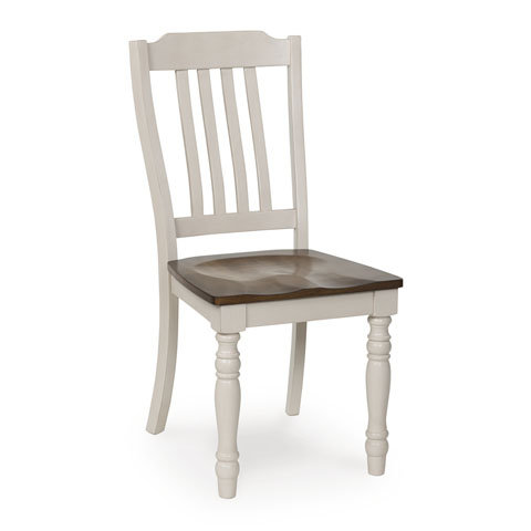 Wirloni Farmhouse Dining Side Chair | Antique White & Brown