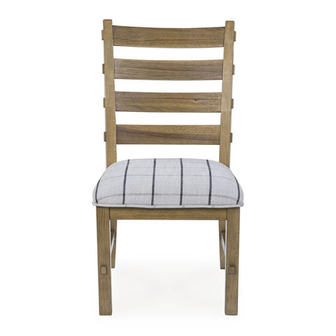 Gramburg Upholstered Dining Side Chair | Light Brown Wood