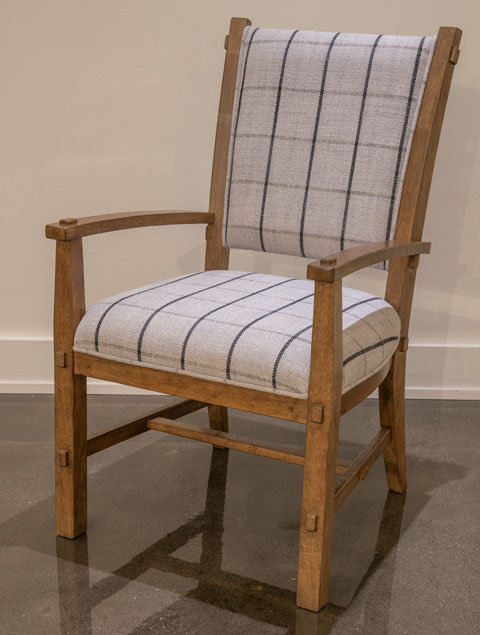 Gramburg Upholstered Dining Arm Chair | Light Brown Wood
