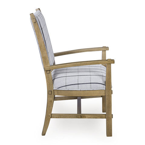Gramburg Upholstered Dining Arm Chair | Light Brown Wood