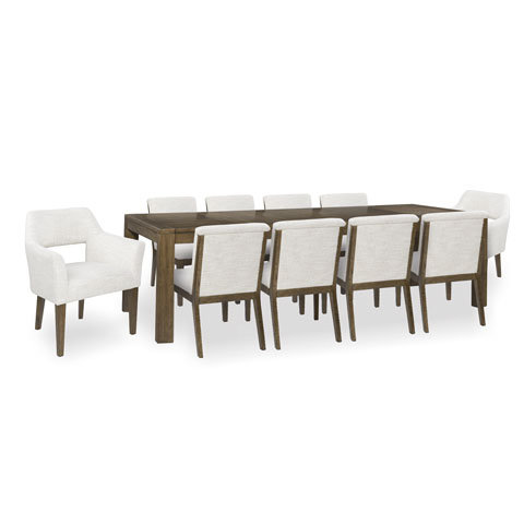 Baskinger Upholstered Dining Arm Chair | Sculptural Wood Design