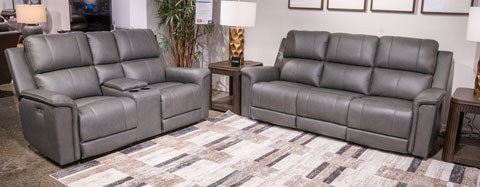 Bleckley Leather/PVC Power Reclining Living Set