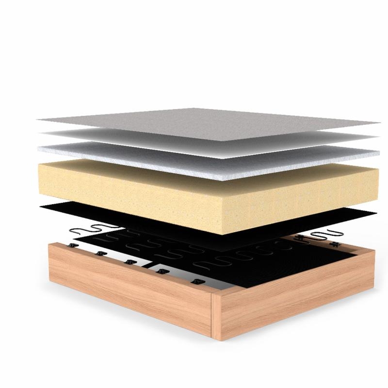 Cubed Deluxe Fabric Sofa Bed w/Dark Wood Legs, Full Size