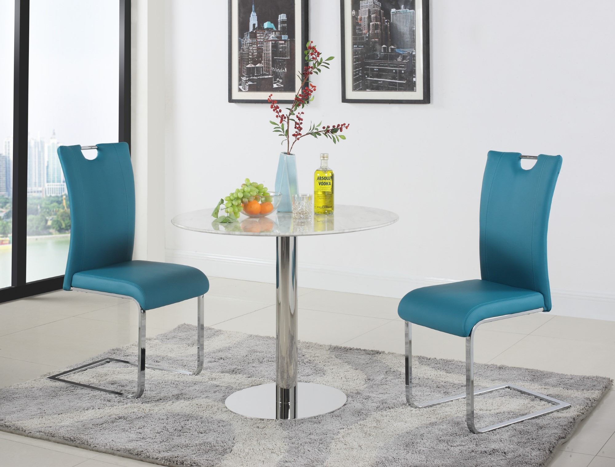 Noemi 36" Round Carrara Marble Dining Table