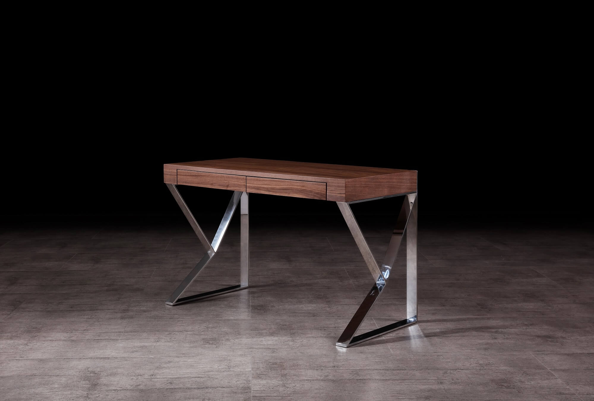 Noho Modern Wood Veneer/Chrome Office Desk w/Storage Drawers by J&M Furniture