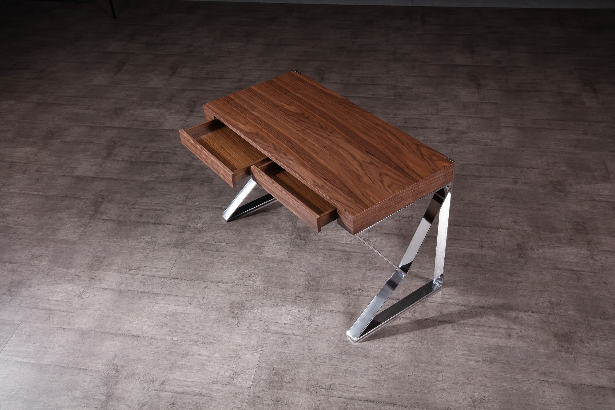 Noho Modern Wood Veneer/Chrome Office Desk w/Storage Drawers by J&M Furniture