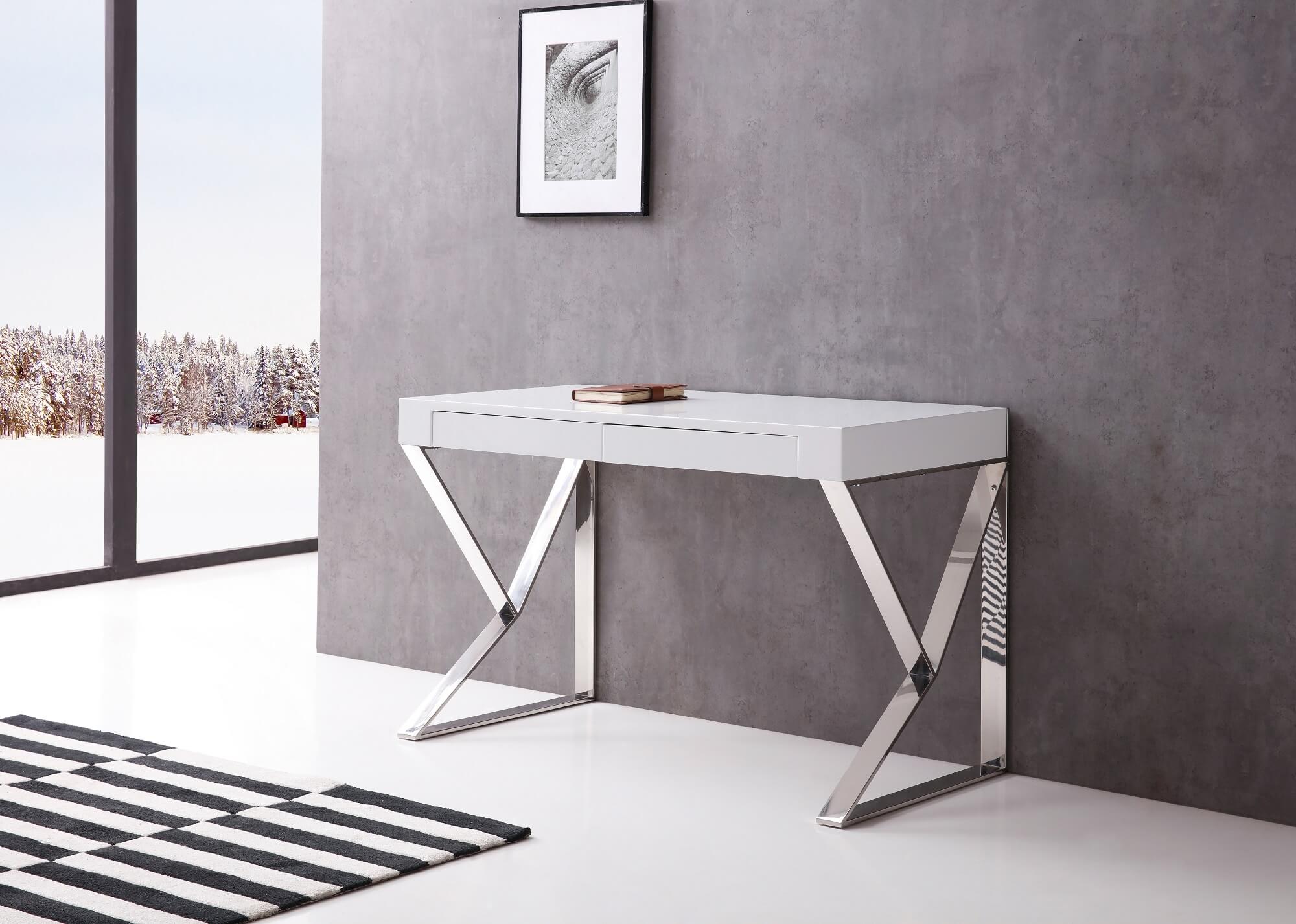 Noho Modern High Gloss Office Desk with Storage Drawers