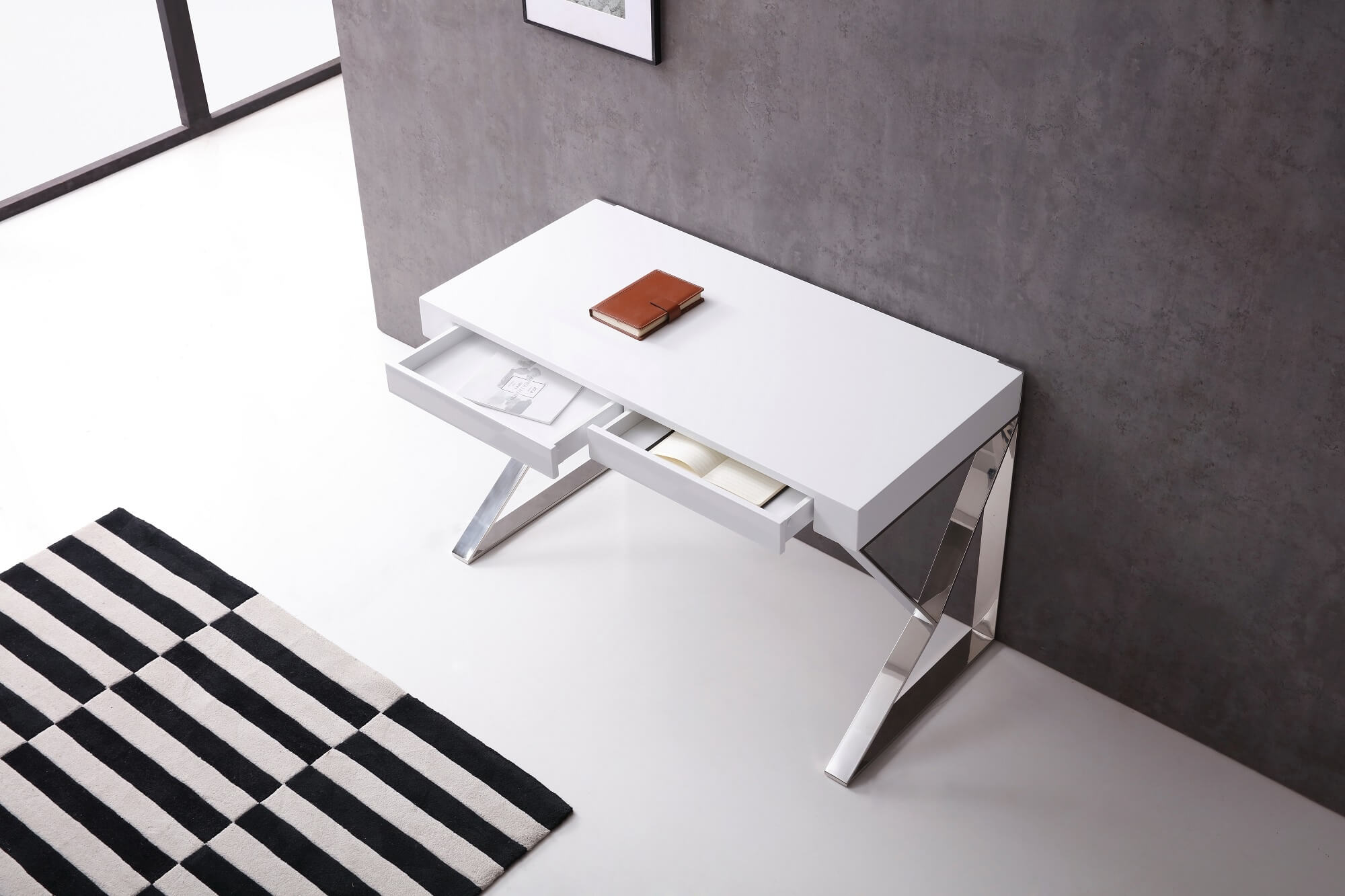 Noho Modern High Gloss Office Desk with Storage Drawers