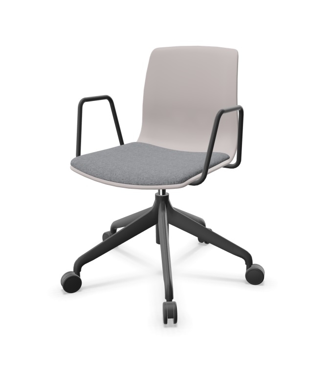 Noom 50 Polypropylene Swivel Gaslift Chair w/5 Spoke Castors & Arms