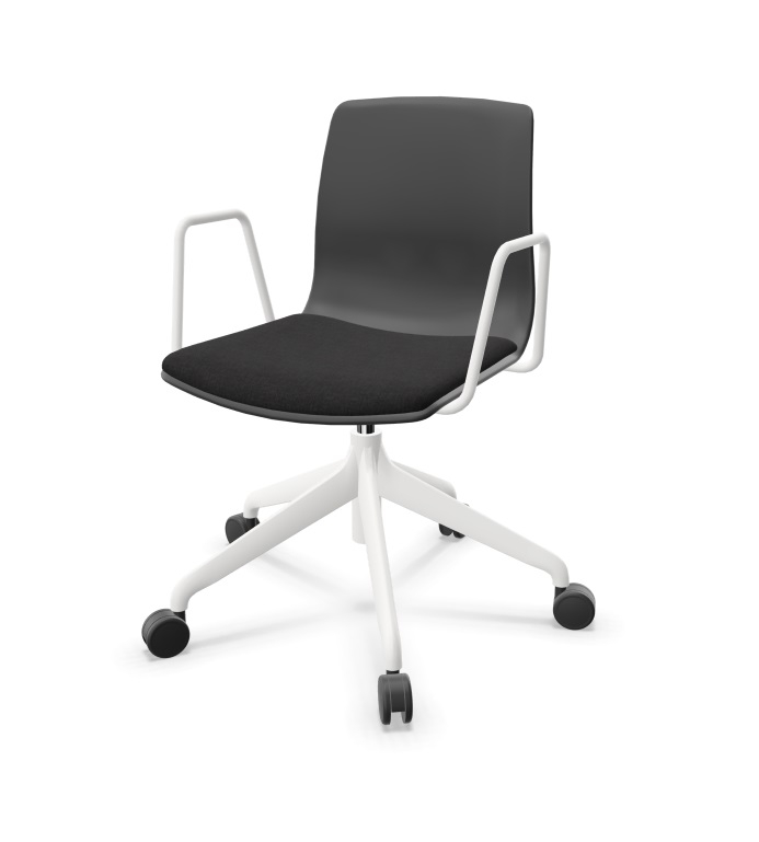 Noom 50 Polypropylene Swivel Gaslift Chair w/5 Spoke Castors & Arms
