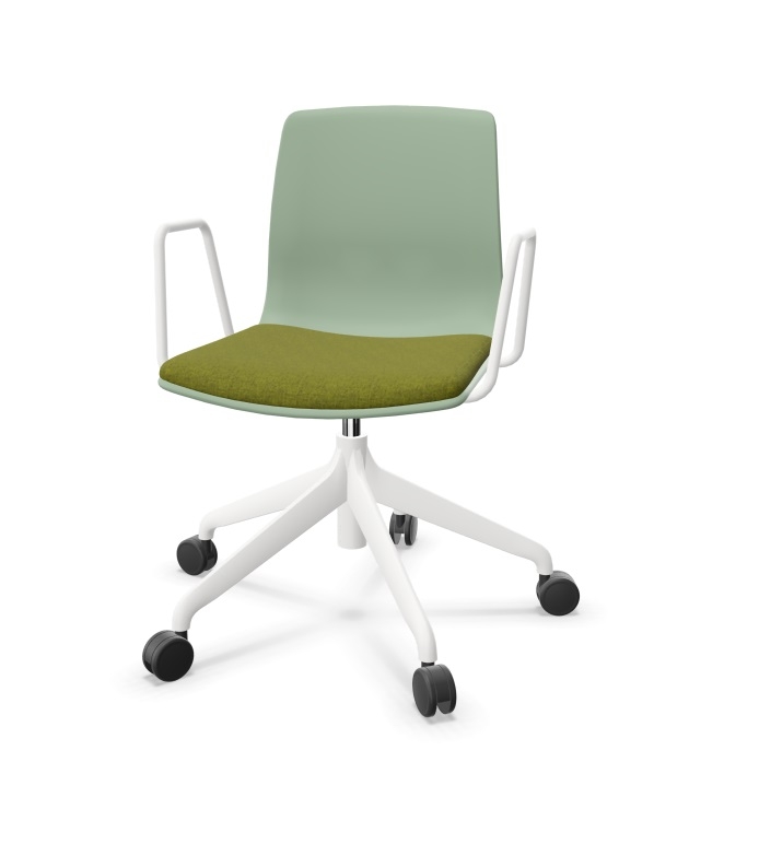 Noom 50 Polypropylene Swivel Gaslift Chair w/5 Spoke Castors & Arms