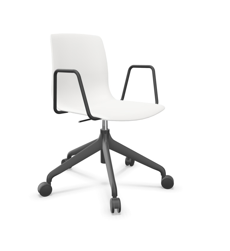Noom 50 Polypropylene Swivel Gaslift Chair w/5 Spoke Castors & Arms