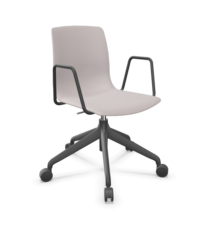 Noom 50 Polypropylene Swivel Gaslift Chair w/5 Spoke Castors & Arms