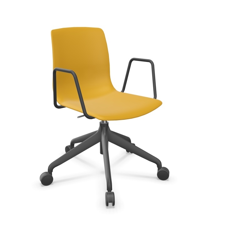 Noom 50 Polypropylene Swivel Gaslift Chair w/5 Spoke Castors & Arms