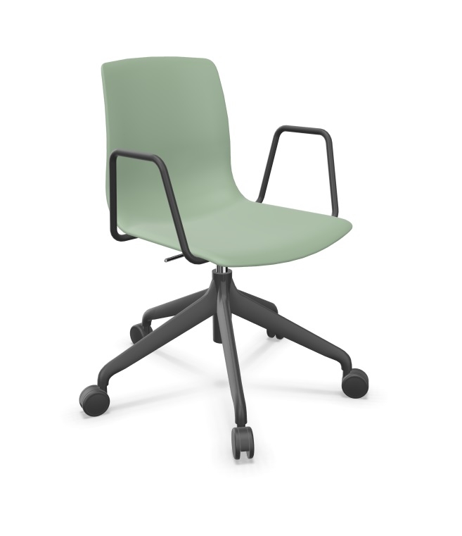 Noom 50 Polypropylene Swivel Gaslift Chair w/5 Spoke Castors & Arms