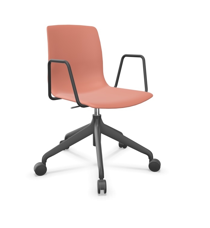 Noom 50 Polypropylene Swivel Gaslift Chair w/5 Spoke Castors & Arms