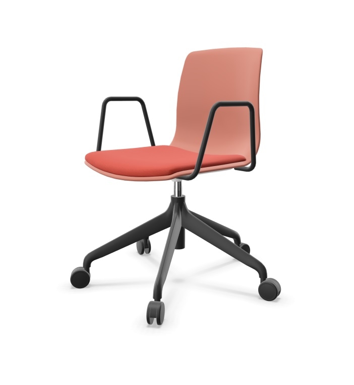 Noom 50 Polypropylene Swivel Gaslift Chair w/5 Spoke Castors & Arms