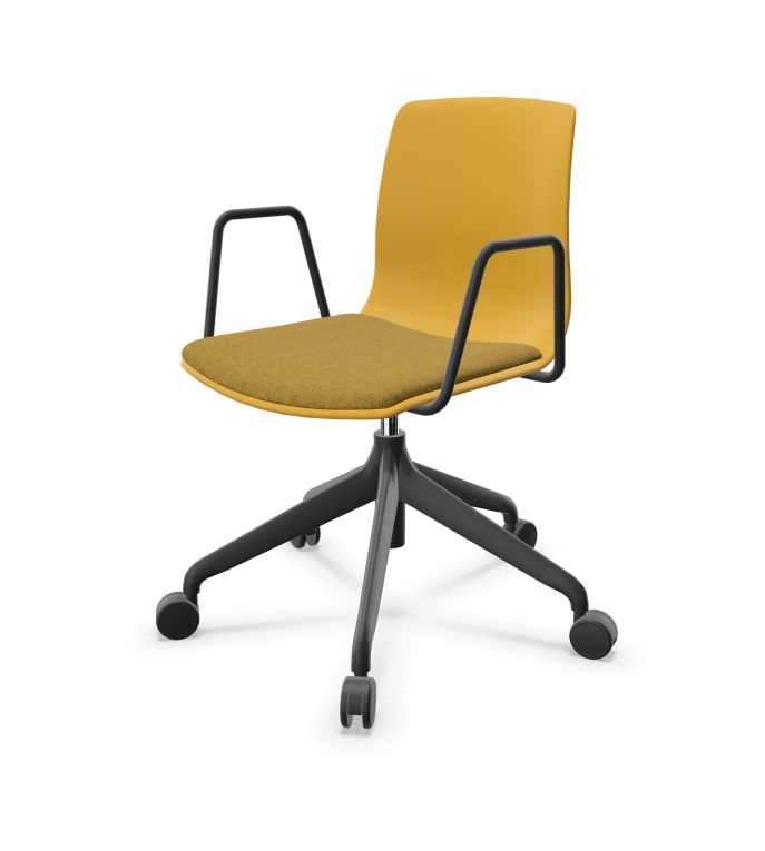 Noom 50 Polypropylene Swivel Gaslift Chair w/5 Spoke Castors & Arms