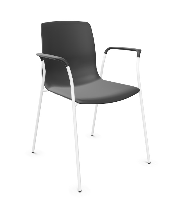 Noom 50 Polypropylene Stackable Chair w/Metal Legs & Closed Arm