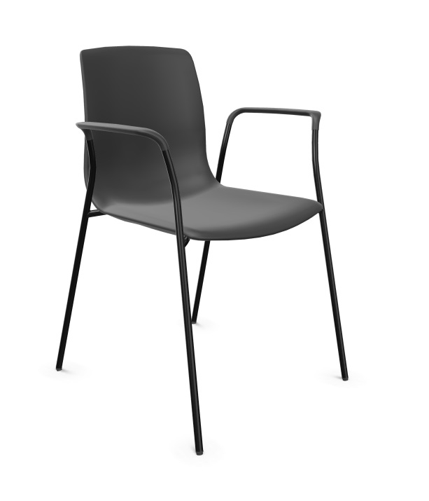 Noom 50 Polypropylene Stackable Chair w/Metal Legs & Closed Arm