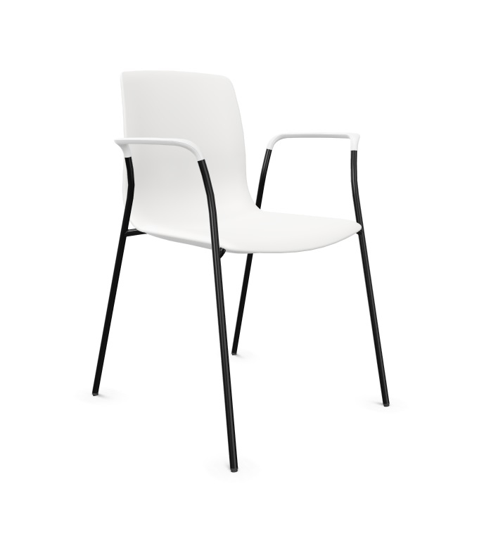 Noom 50 Polypropylene Stackable Chair w/Metal Legs & Closed Arm