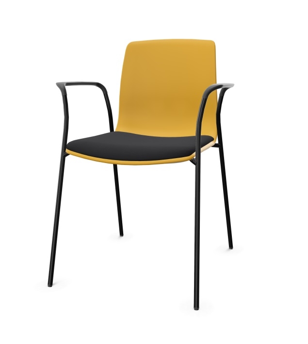 Noom 50 Polypropylene Stackable Chair w/Metal Legs & Closed Arm