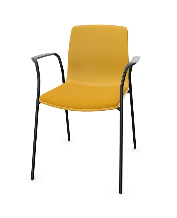 Noom 50 Polypropylene Stackable Chair w/Metal Legs & Closed Arm