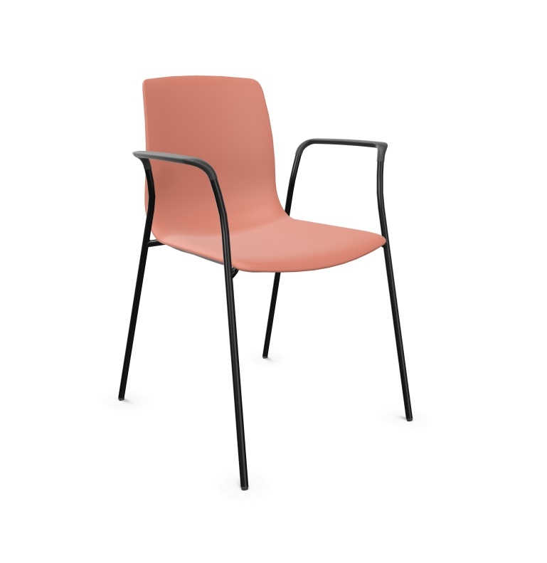 Noom 50 Polypropylene Stackable Chair w/Metal Legs & Closed Arm