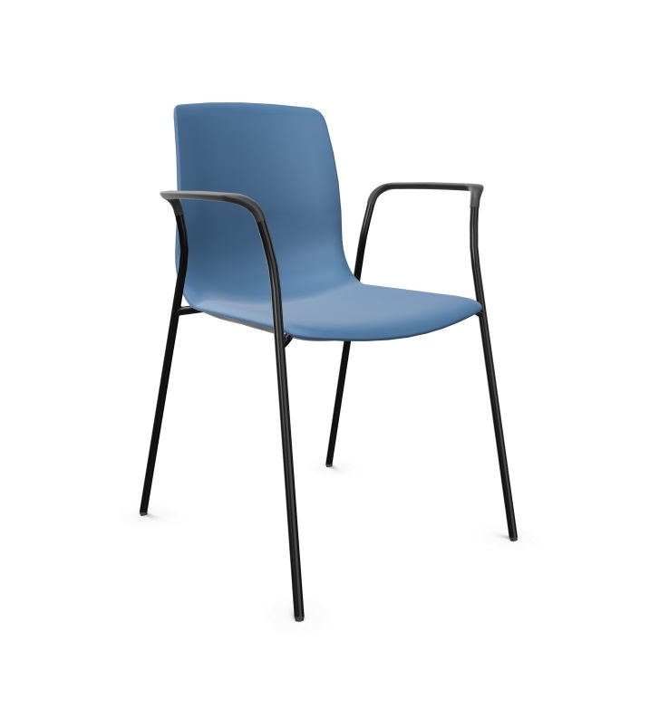 Noom 50 Polypropylene Stackable Chair w/Metal Legs & Closed Arm