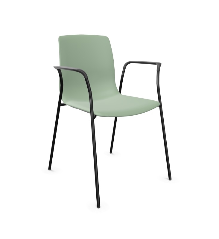 Noom 50 Polypropylene Stackable Chair w/Metal Legs & Closed Arm