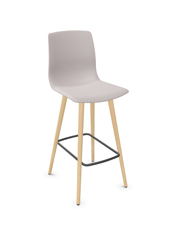 Noom 50 Polypropylene Armless Bar Stool w/Wood Legs