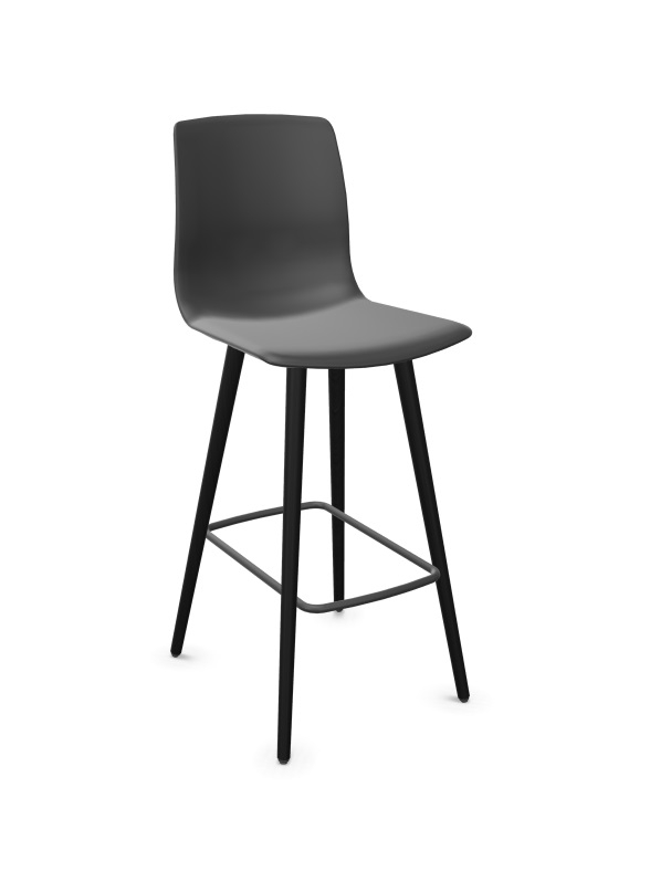 Noom 50 Polypropylene Armless Bar Stool w/Wood Legs