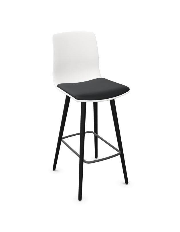 Noom 50 Polypropylene Armless Bar Stool w/Wood Legs