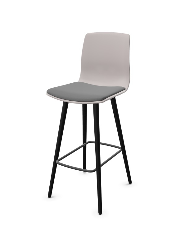 Noom 50 Polypropylene Armless Bar Stool w/Wood Legs