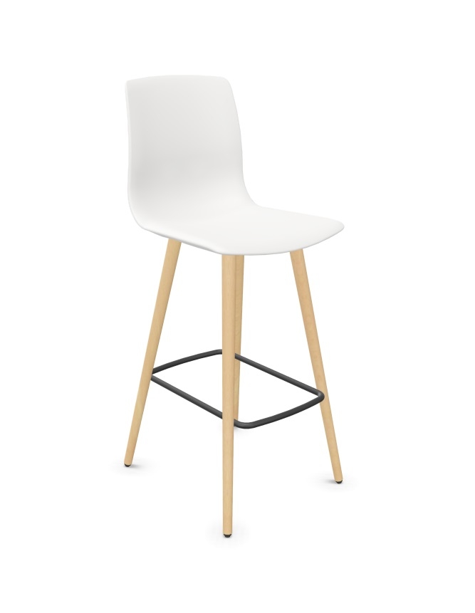 Noom 50 Polypropylene Armless Bar Stool w/Wood Legs