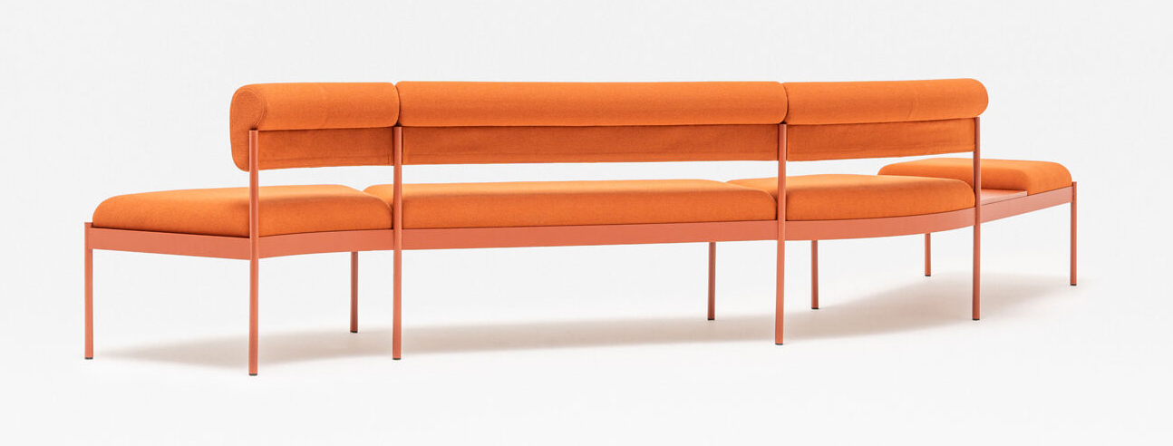 Nora Fabric/Metal Wavy Seating Office Bench