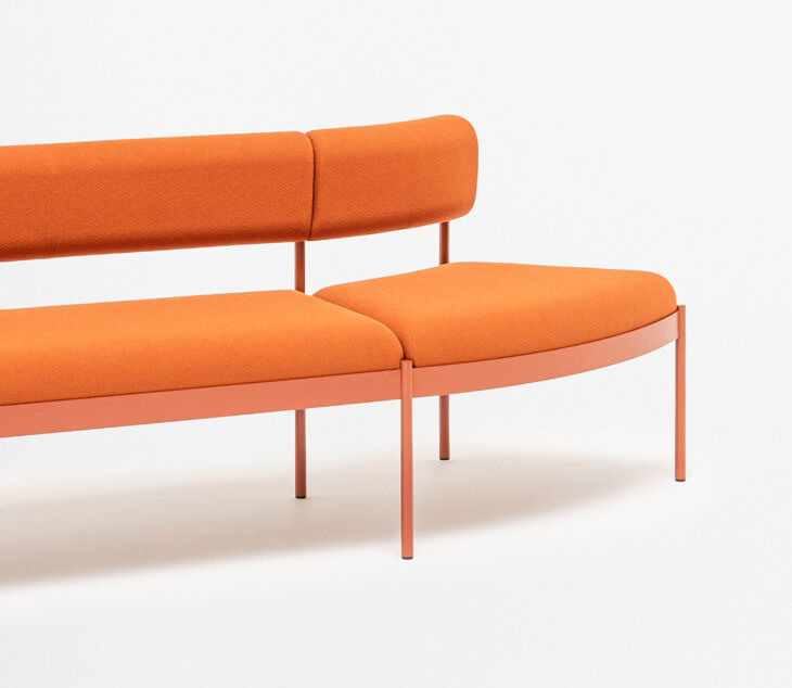 Nora Fabric/Metal Wavy Seating Office Bench