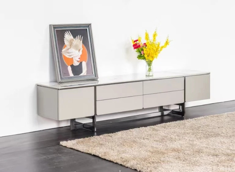 Nora Porcelain Top 4-Drawer TV Sideboard with 2 Storage Compartments