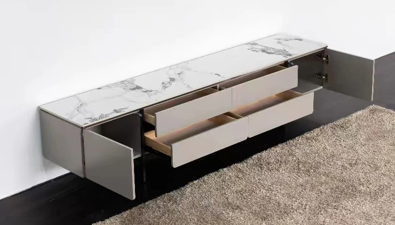 Nora Porcelain Top 4-Drawer TV Sideboard with 2 Storage Compartments