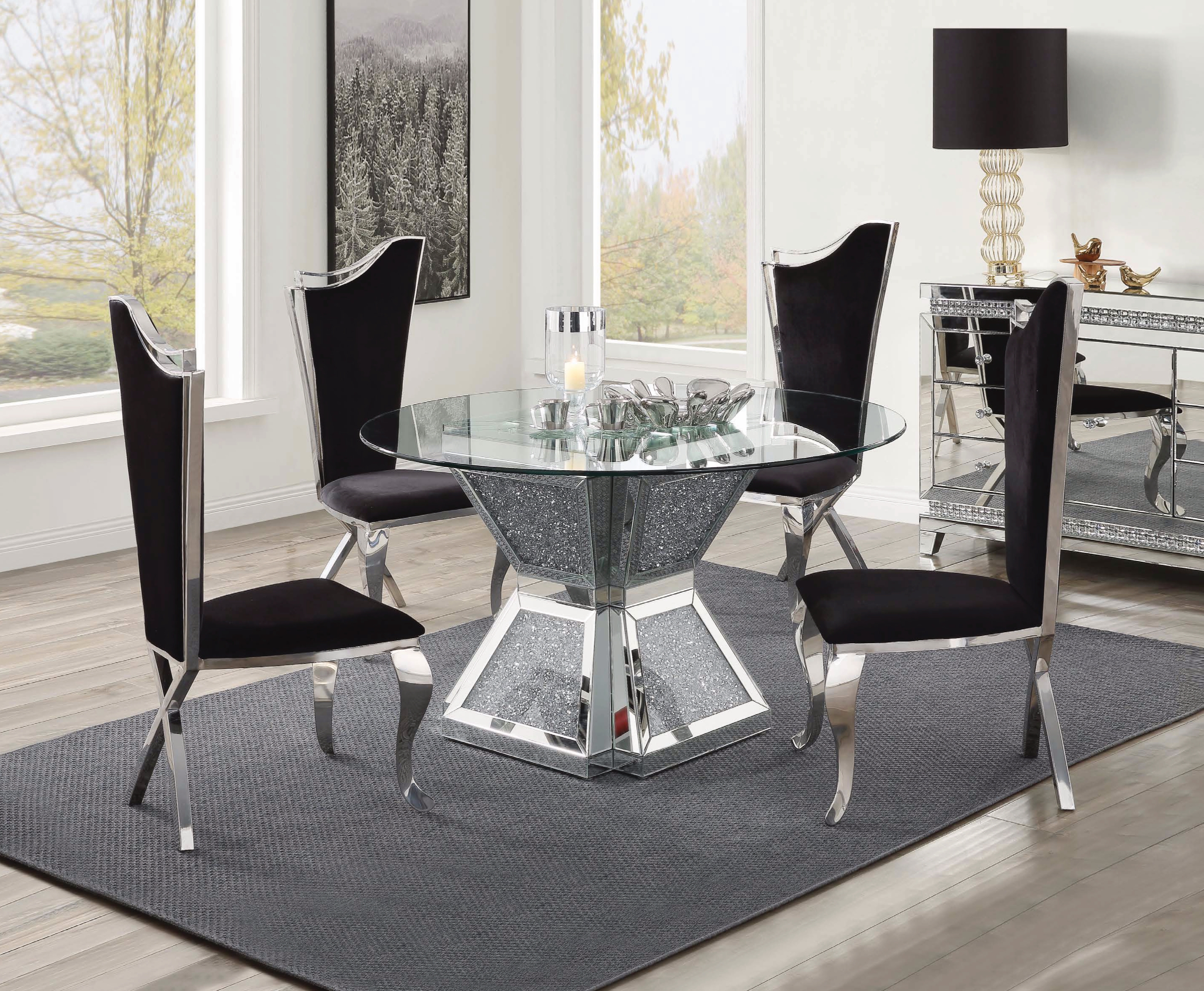 Noralie 72960 Glass/Mirror Round Dining Table
