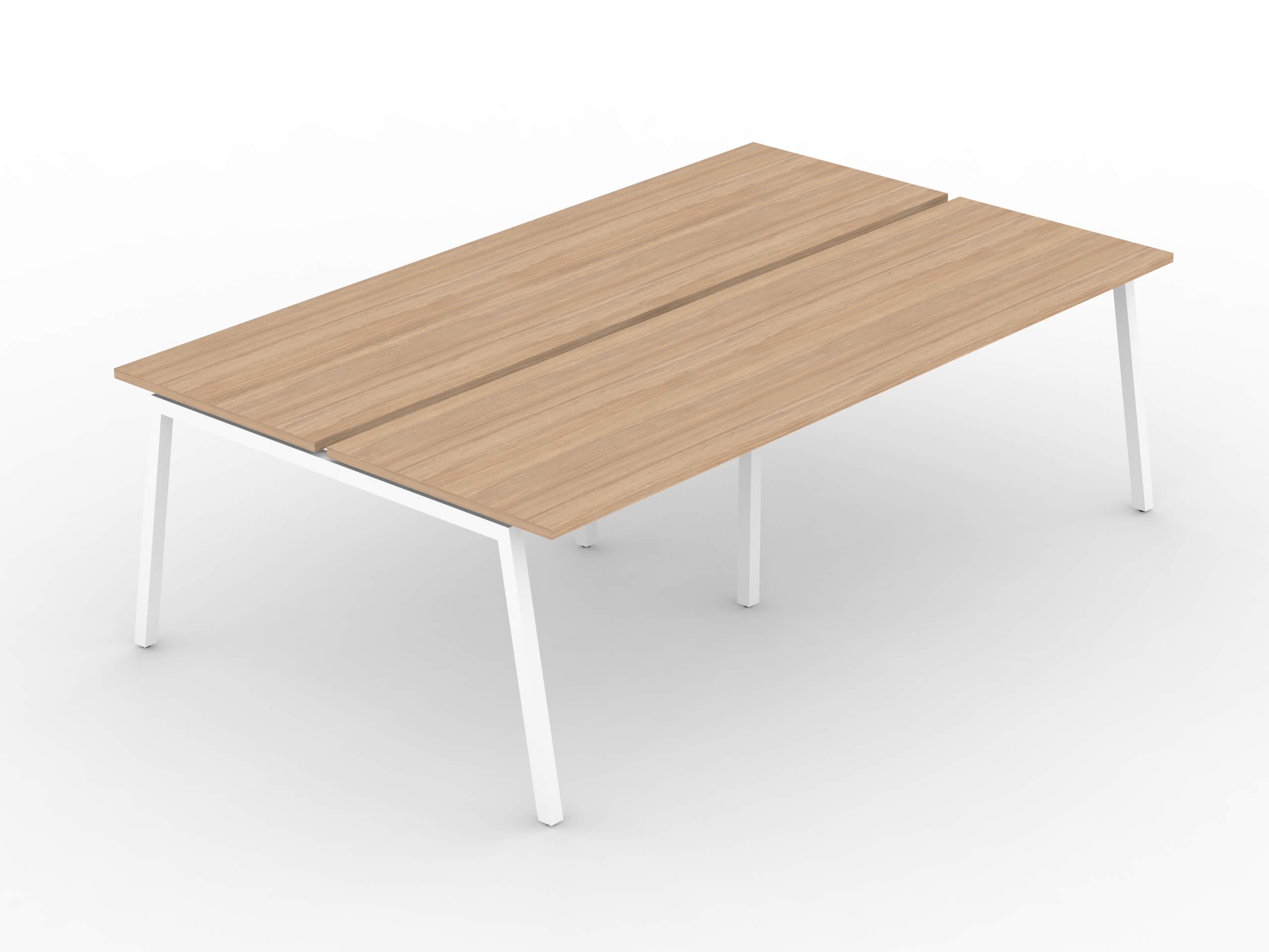 White Frame Natural Oak Top Desk