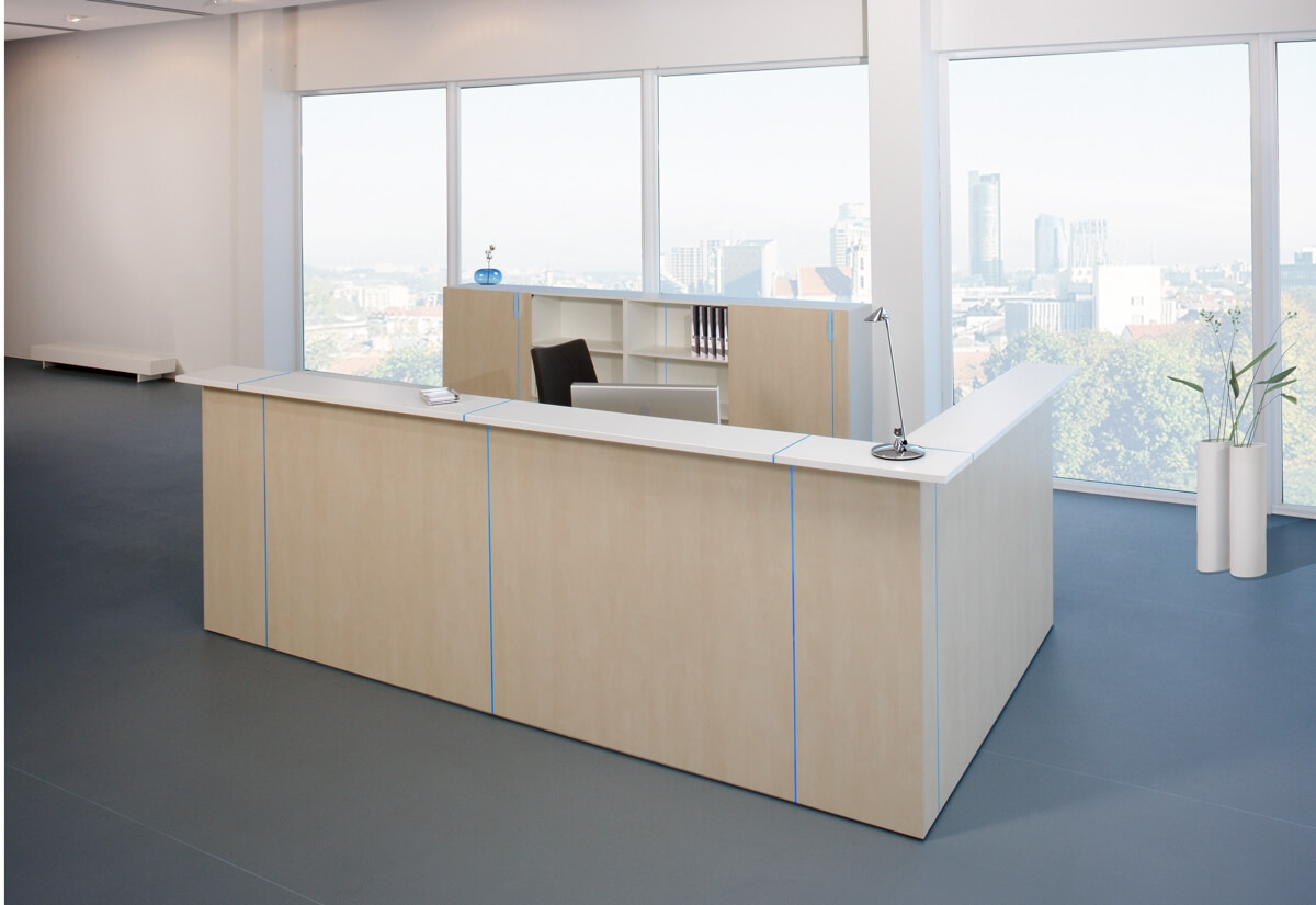 Nova 131" L-Shaped 2-Person Whitened Oak Left Hand Reception Desk